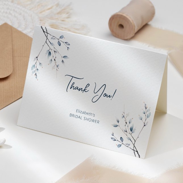 Carte de remerciement florale bleue d'hiver botani (Créateur téléchargé)