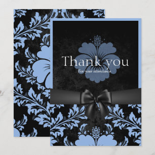 Carte de remerciement florale bleue et noire