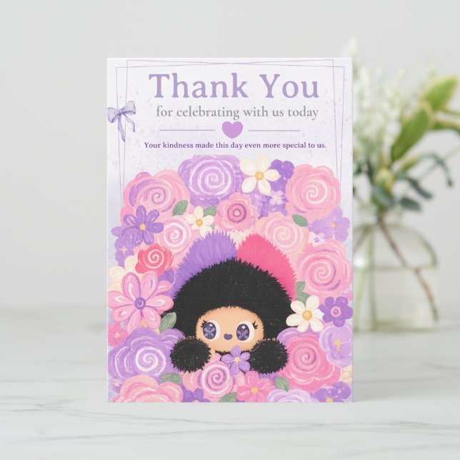 Carte de remerciement florale Bloom Kitty | annive (Debout devant)