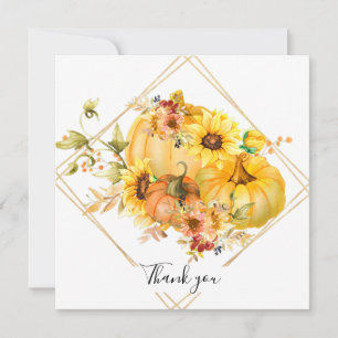 Carte de remerciement florale de citrouille d'auto