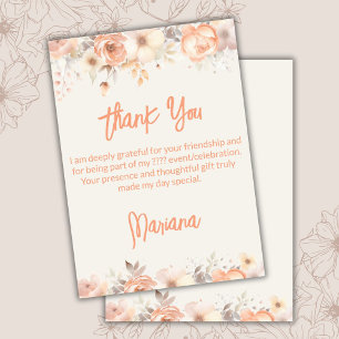 Carte de remerciement florale Fleurs Beige Ivoire 
