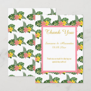 carte de remerciement florale hawaïenne OR BLANC