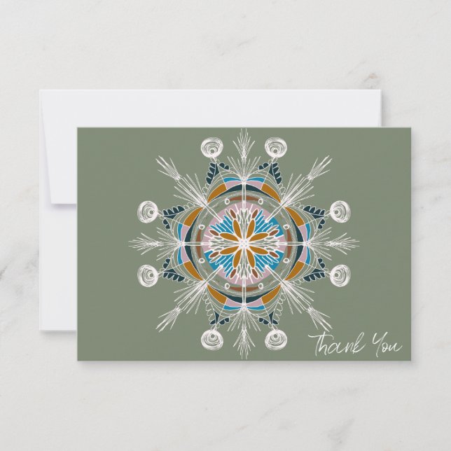 Carte de remerciement florale mandala boho botaniq (Devant)