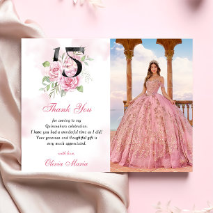 Carte de remerciement florale Quinceanera 15e anni