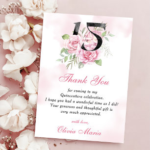 Carte de remerciement florale Quinceanera 15e anni