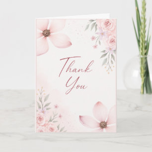 Carte de remerciement florale rose