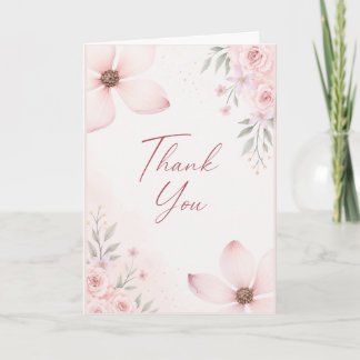 Carte de remerciement florale rose
