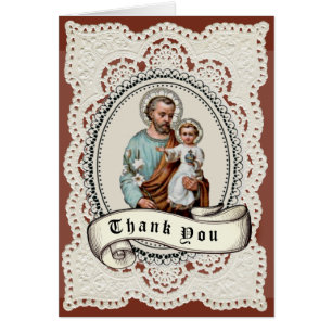 Carte de remerciement funéraire catholique St. Jos