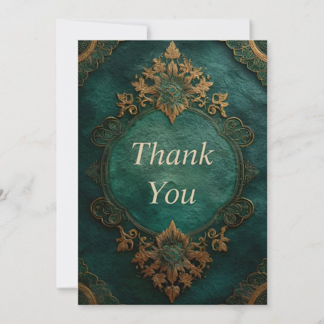 Carte de remerciement Green Regal Frame (Devant)