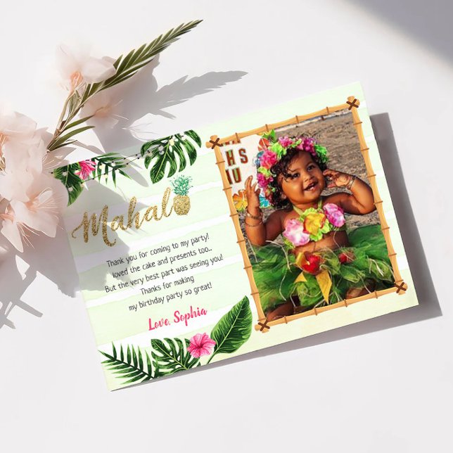 Carte de remerciement Green Tropical Mahalo (Créateur téléchargé)