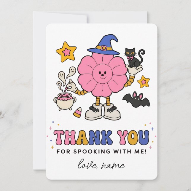 Carte de remerciement Groovy Witch Flower Hallowee (Devant)