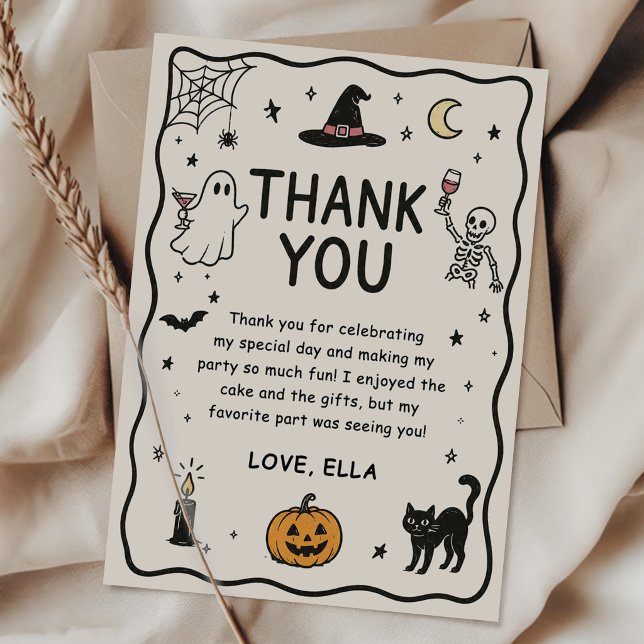 Carte de remerciement Halloween dessinée à la main (Créateur téléchargé)