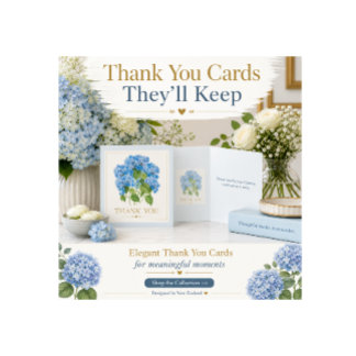 Carte de Remerciement Hydrangea Bleue Élégante Flo