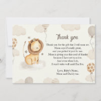 carte de remerciement lion petit roi personnalisée