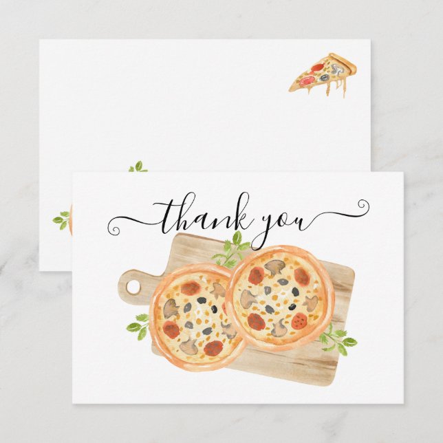 Carte de remerciement Love & Pizza (Devant / Derrière)