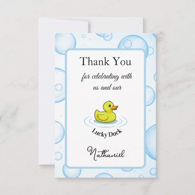 Carte de remerciement Lucky Duck pour l'anniversai (Devant)