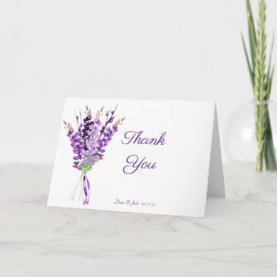 Carte de remerciement mariage aquarelle lavande vi