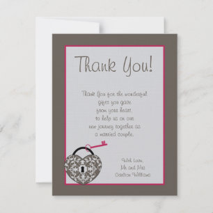 Carte de Remerciement Mariage Coeur Verrouillé Pla