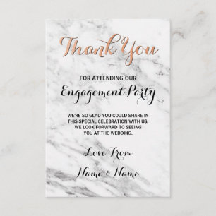 Carte de remerciement mariage Rose Gold Marbre