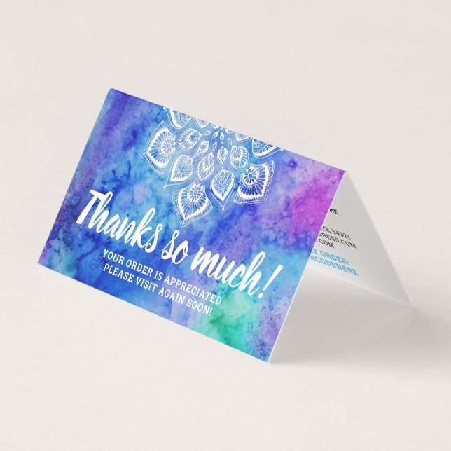 Carte de remerciement métaphysique au mandala aqua (Front)