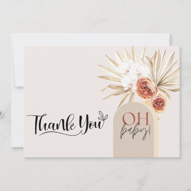 Carte de remerciement modèle pour Baby Shower Bohè (Devant)