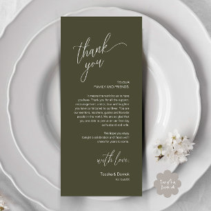 Carte de remerciement moderne pour dîner de récept