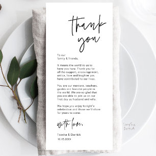 Carte de remerciement moderne pour un mariage déco