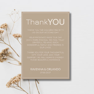 Carte de remerciement moderne Taupe Ivory Old Mone