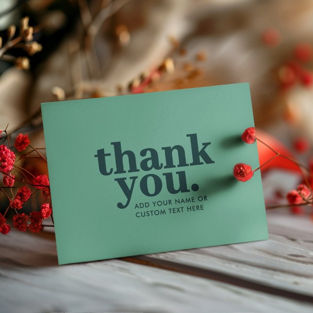 Carte de remerciement | Moderne Vert Rétro (Créateur téléchargé)