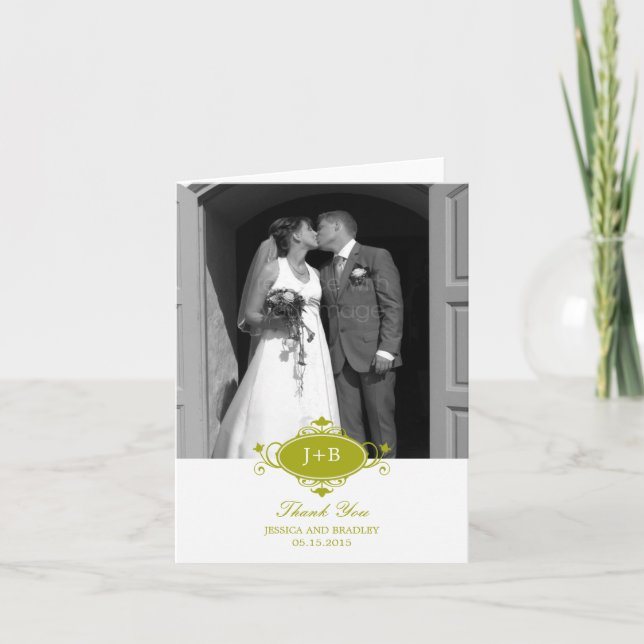 Carte de remerciement Monogramme Royal (Devant)