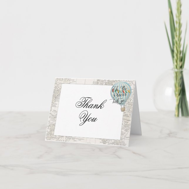 Carte de remerciement Montgolfière Oh les endroits (Devant)