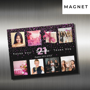 Carte de remerciement noire pour photo collage d'a