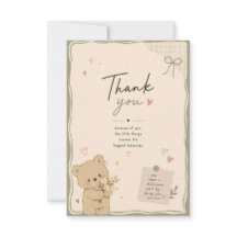 Carte de remerciement Ourson Mignon