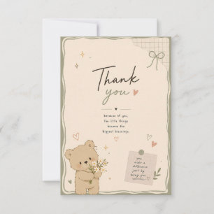 Carte de remerciement Ourson Mignon