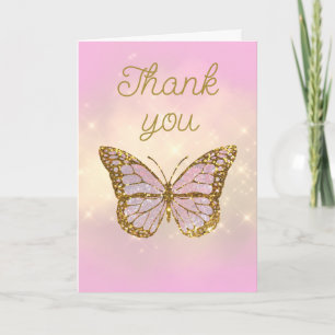 carte de remerciement papillon avec paillettes sim