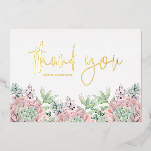 Carte de remerciement Pastel Aquarelle Succulentes