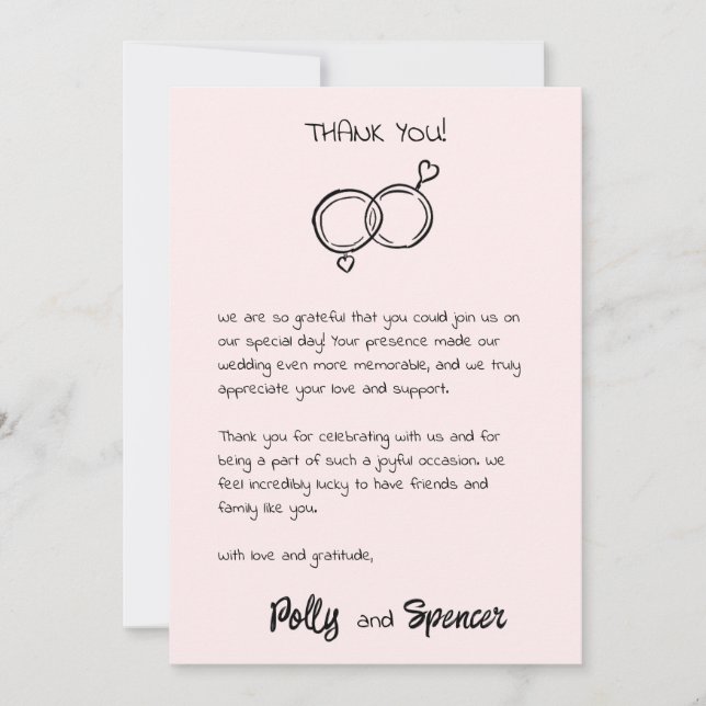 Carte de Remerciement Pastel Penmanship Teinte Ros (Devant)