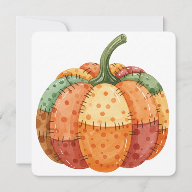 Carte de remerciement patchwork de citrouille à l' (Devant)