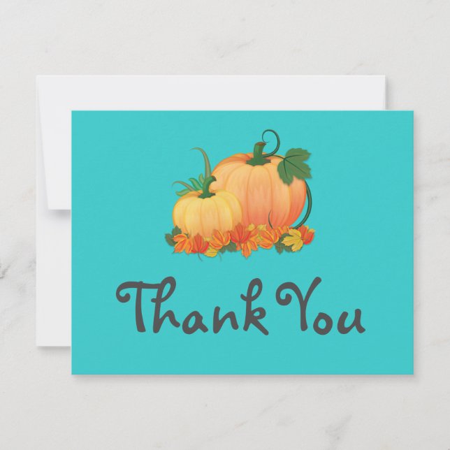 Carte de remerciement Petite Citrouille Turquoise  (Devant)