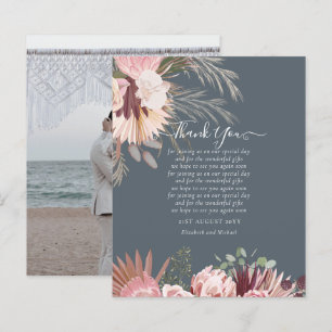 Carte de remerciement photo BUDGET Mariage herbe d