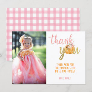 Carte de remerciement photo Citrouille - Fille (Ca