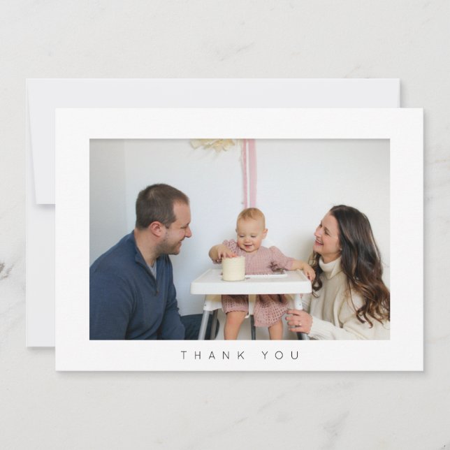 Carte de remerciement photo d'anniversaire minimal (Devant)