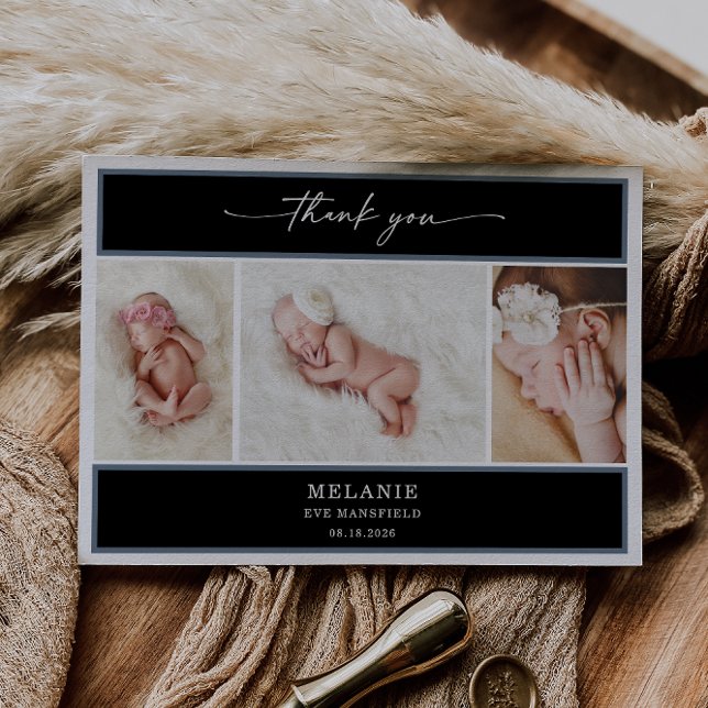 Carte de remerciement photo de bébé chic et minima (Créateur téléchargé)