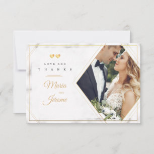 Carte de remerciement photo de deux cœurs