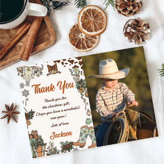 Carte de remerciement photo de fête de Noël occide