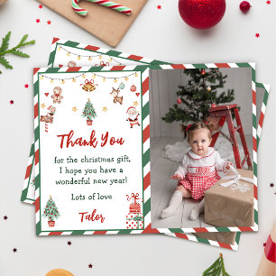 Carte de remerciement photo de la fête de Noël de 