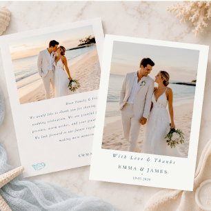 Carte de remerciement photo de mariage côtier naut