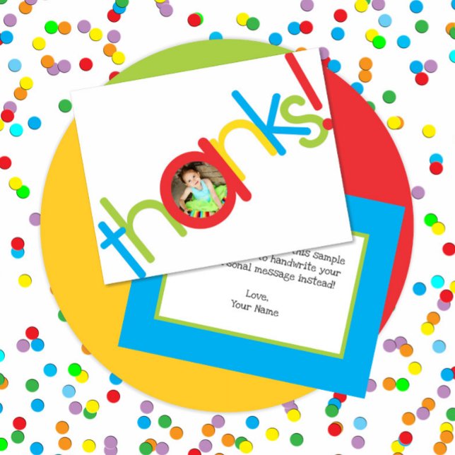 Carte de remerciement photo d'enfants colorés mign (Créateur téléchargé)