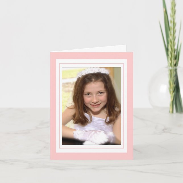 Carte de remerciement photo élégante croix rose (Devant)