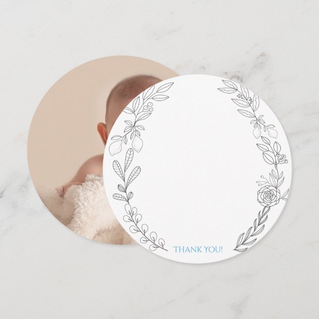 Carte de remerciement photo George ronde. (Devant / Derrière)